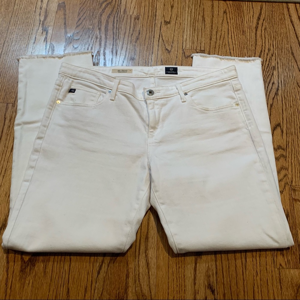 AG Adriano Goldschmeid White the Stevie Slim Straight Jeans 32